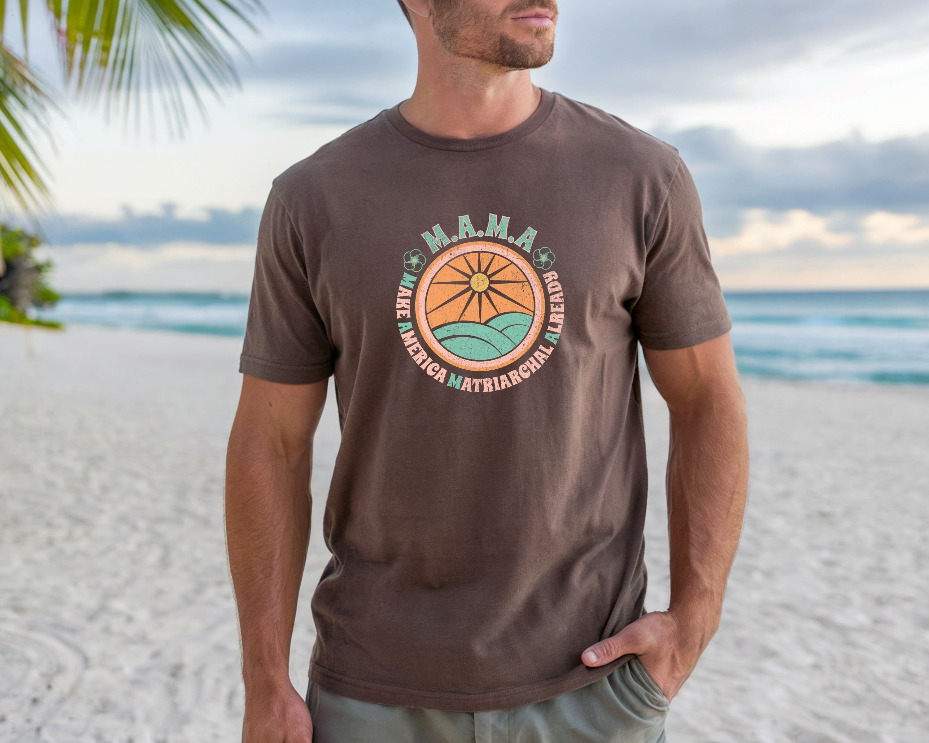M.A.M.A 'Make America Matriarchal Already' T-Shirt — Retro Sun & Waves Feminist Tee