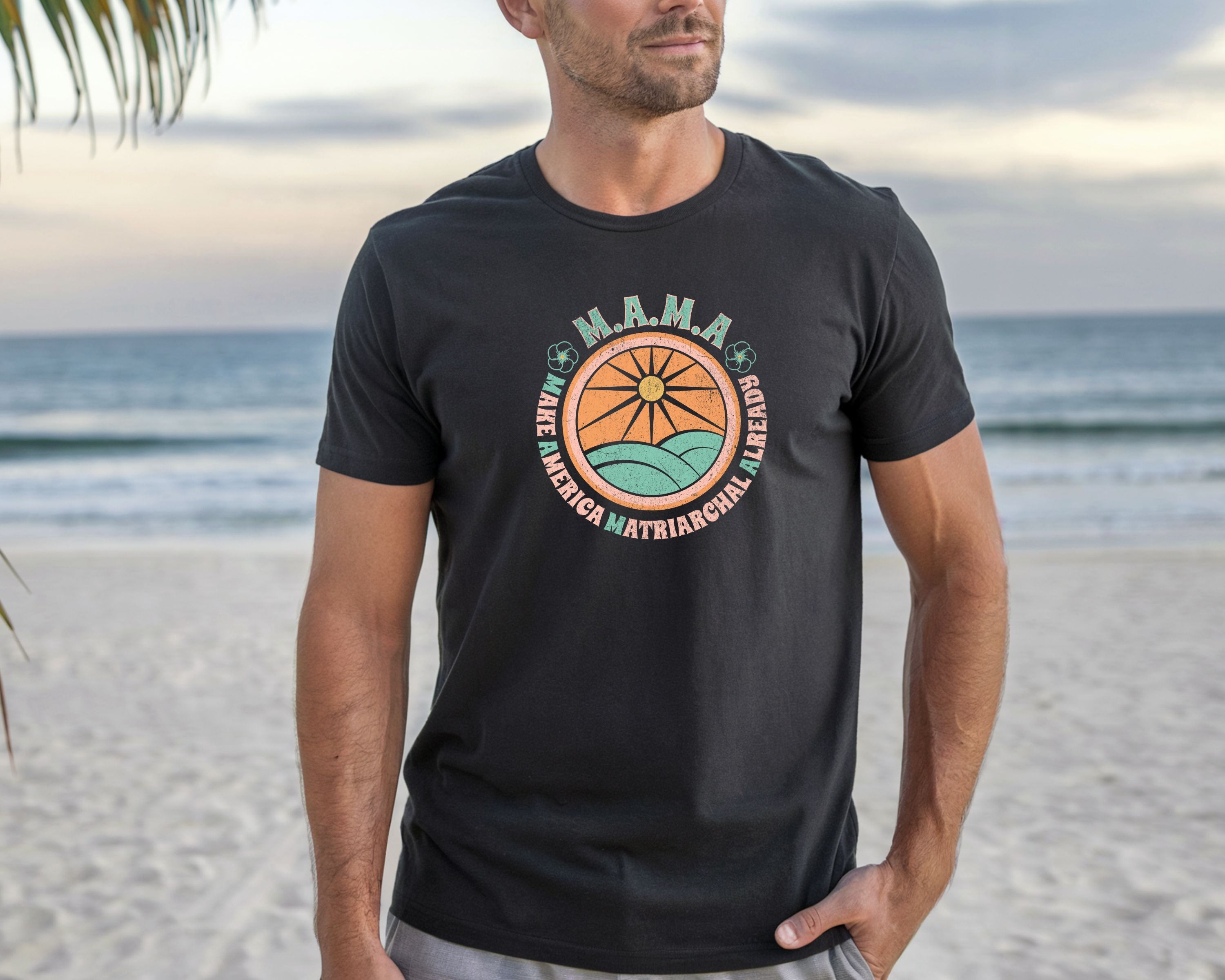 M.A.M.A 'Make America Matriarchal Already' T-Shirt — Retro Sun & Waves Feminist Tee
