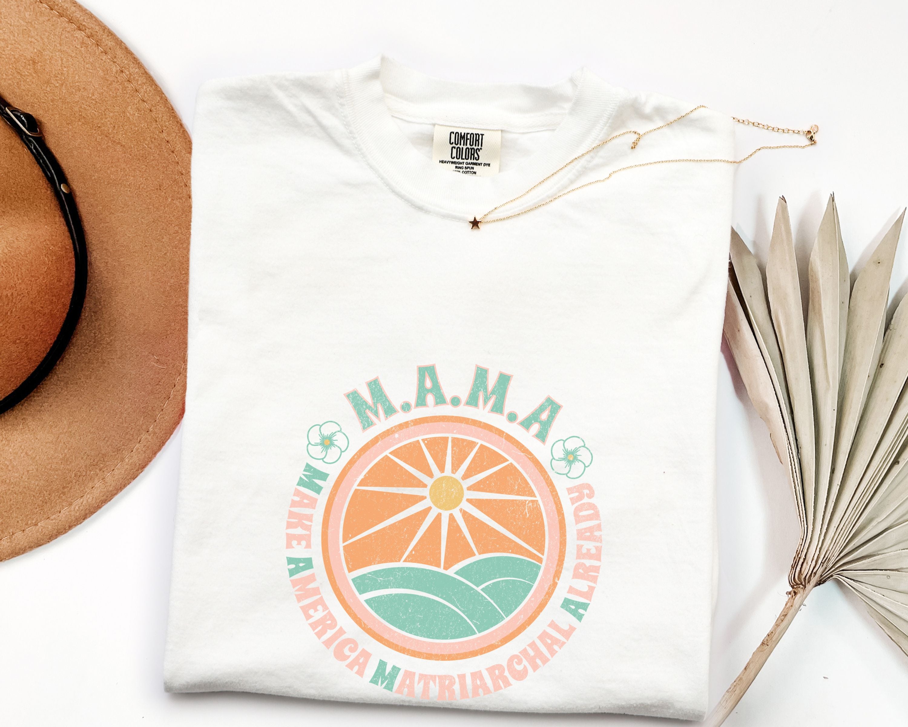 M.A.M.A 'Make America Matriarchal Already' T-Shirt — Retro Sun & Waves Feminist Tee