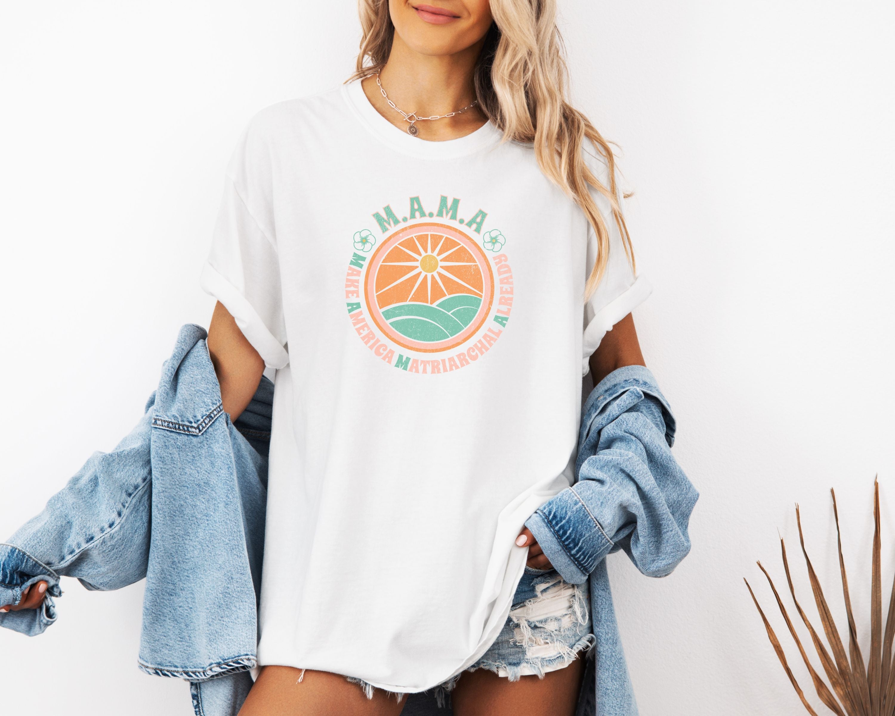 M.A.M.A 'Make America Matriarchal Already' T-Shirt — Retro Sun & Waves Feminist Tee