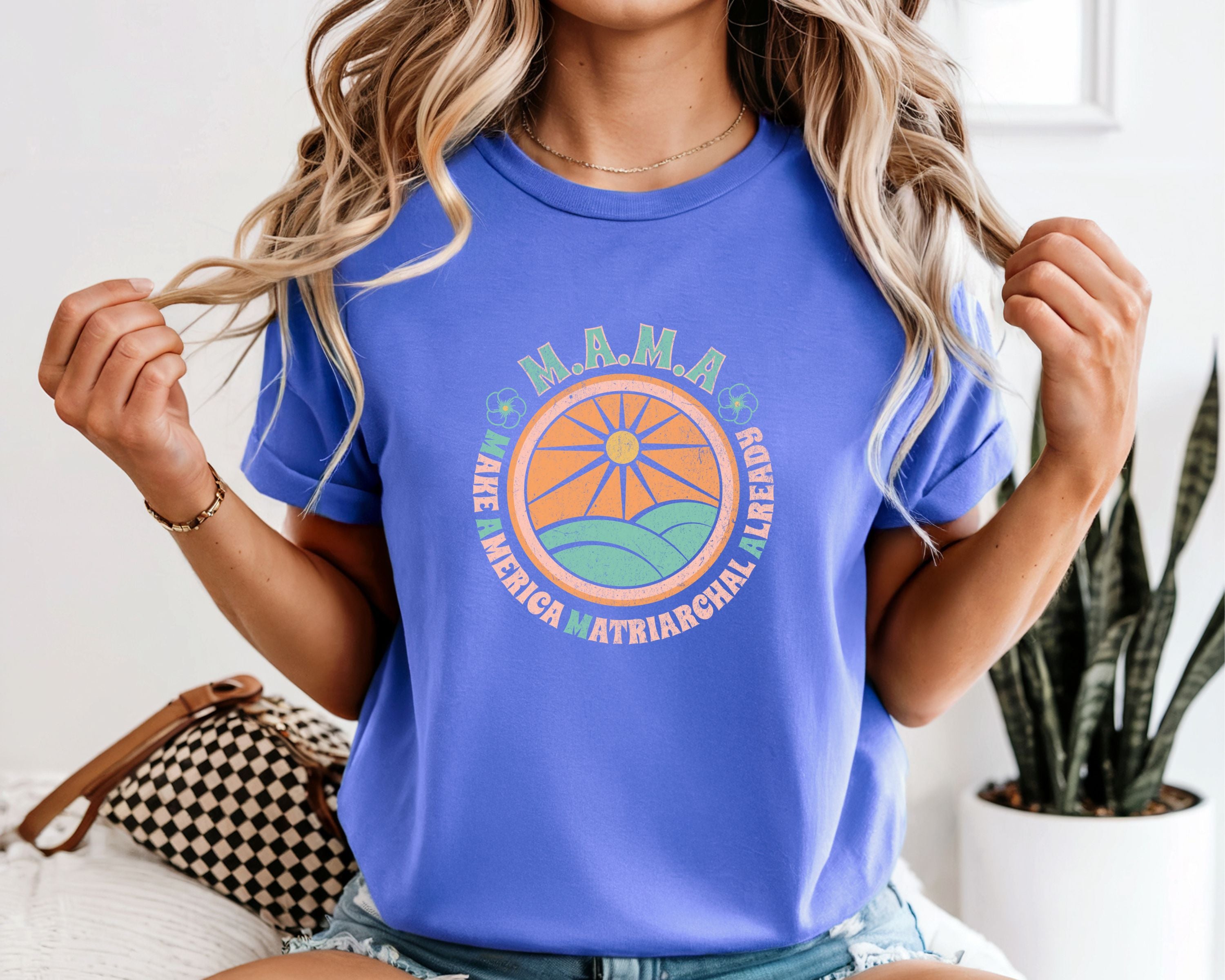 M.A.M.A 'Make America Matriarchal Already' T-Shirt — Retro Sun & Waves Feminist Tee