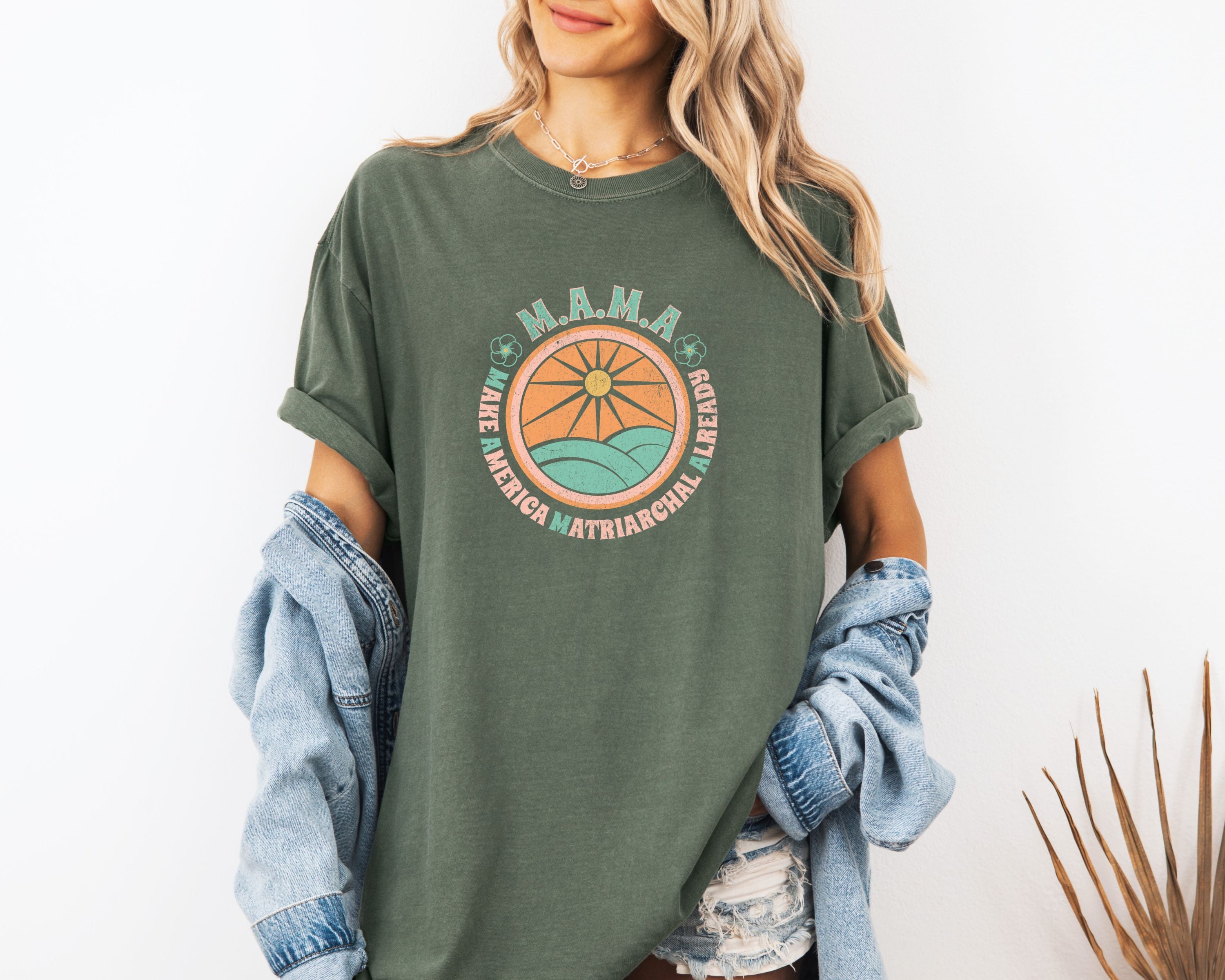 M.A.M.A 'Make America Matriarchal Already' T-Shirt — Retro Sun & Waves Feminist Tee