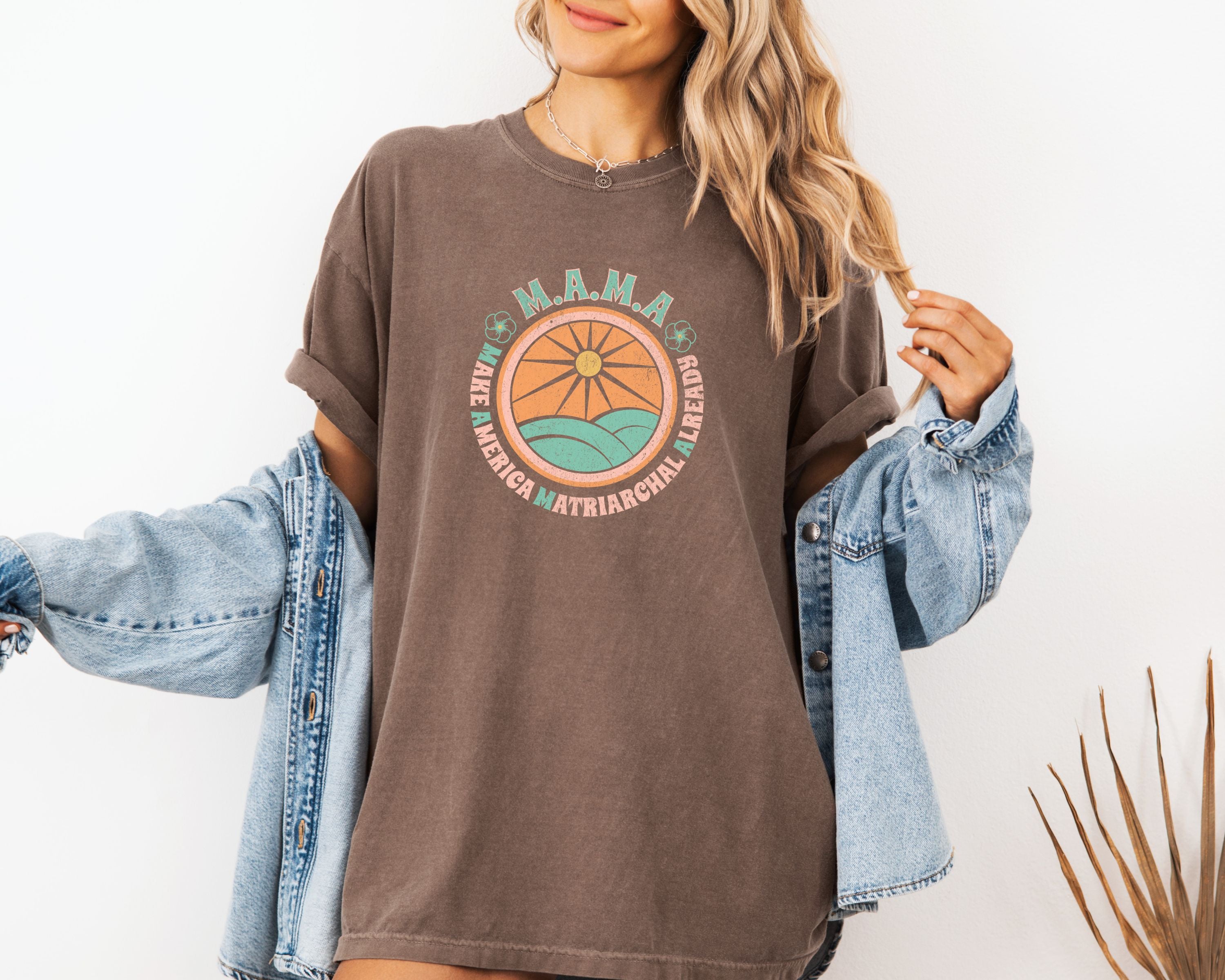 M.A.M.A 'Make America Matriarchal Already' T-Shirt — Retro Sun & Waves Feminist Tee