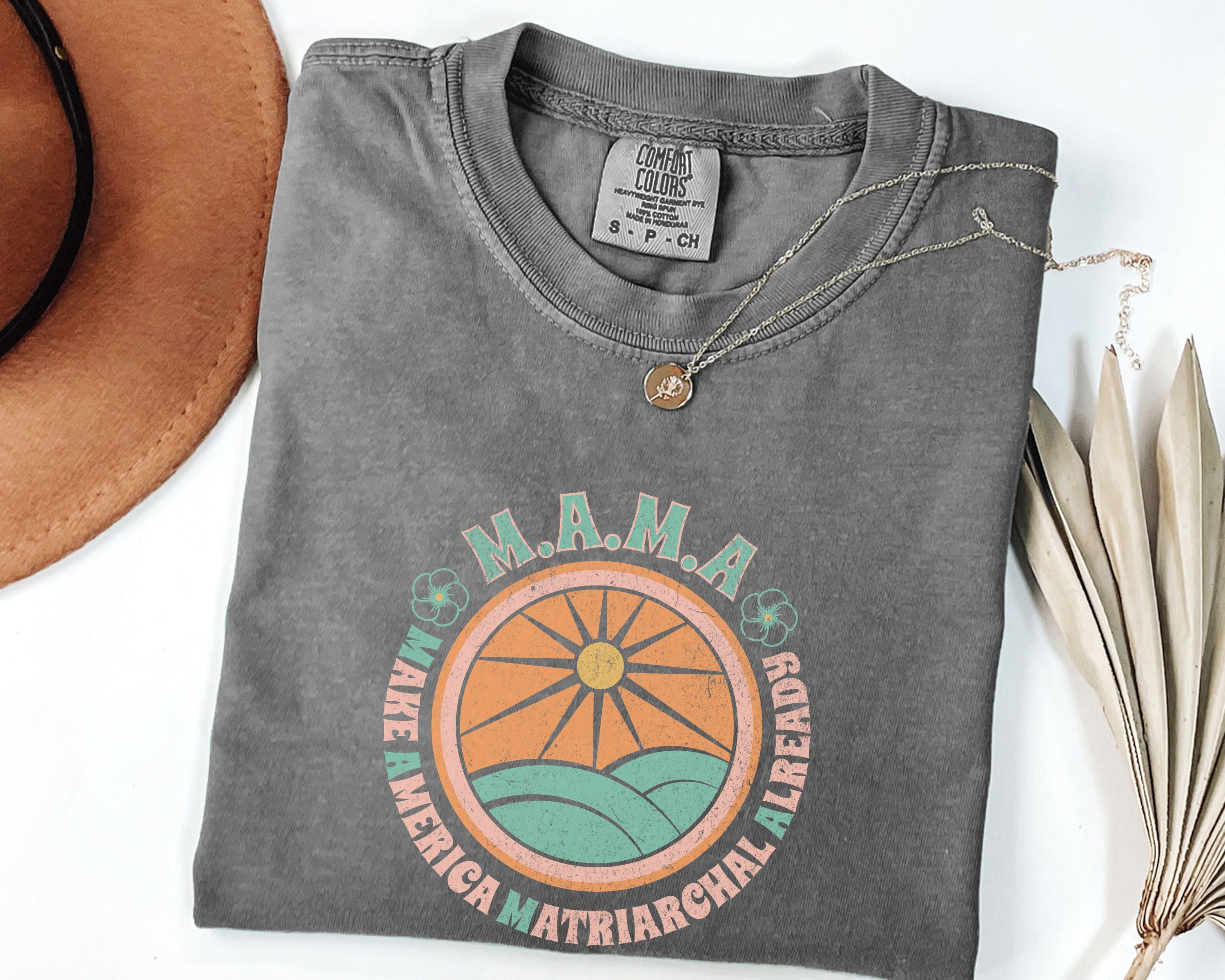 M.A.M.A 'Make America Matriarchal Already' T-Shirt — Retro Sun & Waves Feminist Tee