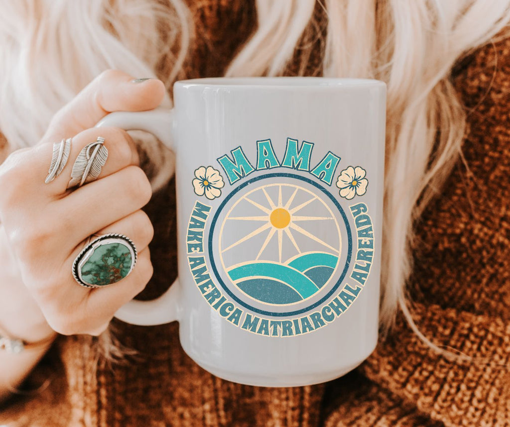 Blue M.A.M.A "Make America Matriarchal Already" Jumbo 20 oz mug | Feminist Woman Power Gift