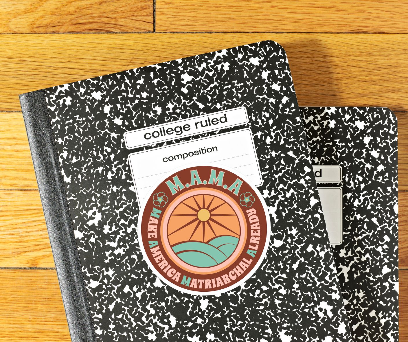 Earth M.A.M.A. Round Sticker — "Make America Matriarchal Already" Retro Sunset Sticker (Indoor/Outdoor)