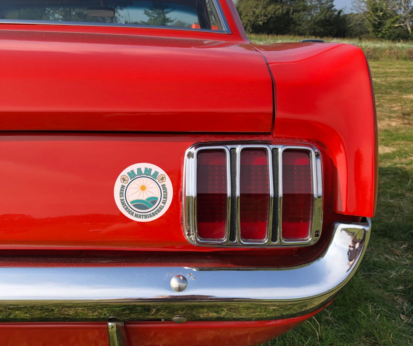 Blue M.A.M.A. Round Sticker — "Make America Matriarchal Already" Retro Sunset Sticker (Indoor/Outdoor)