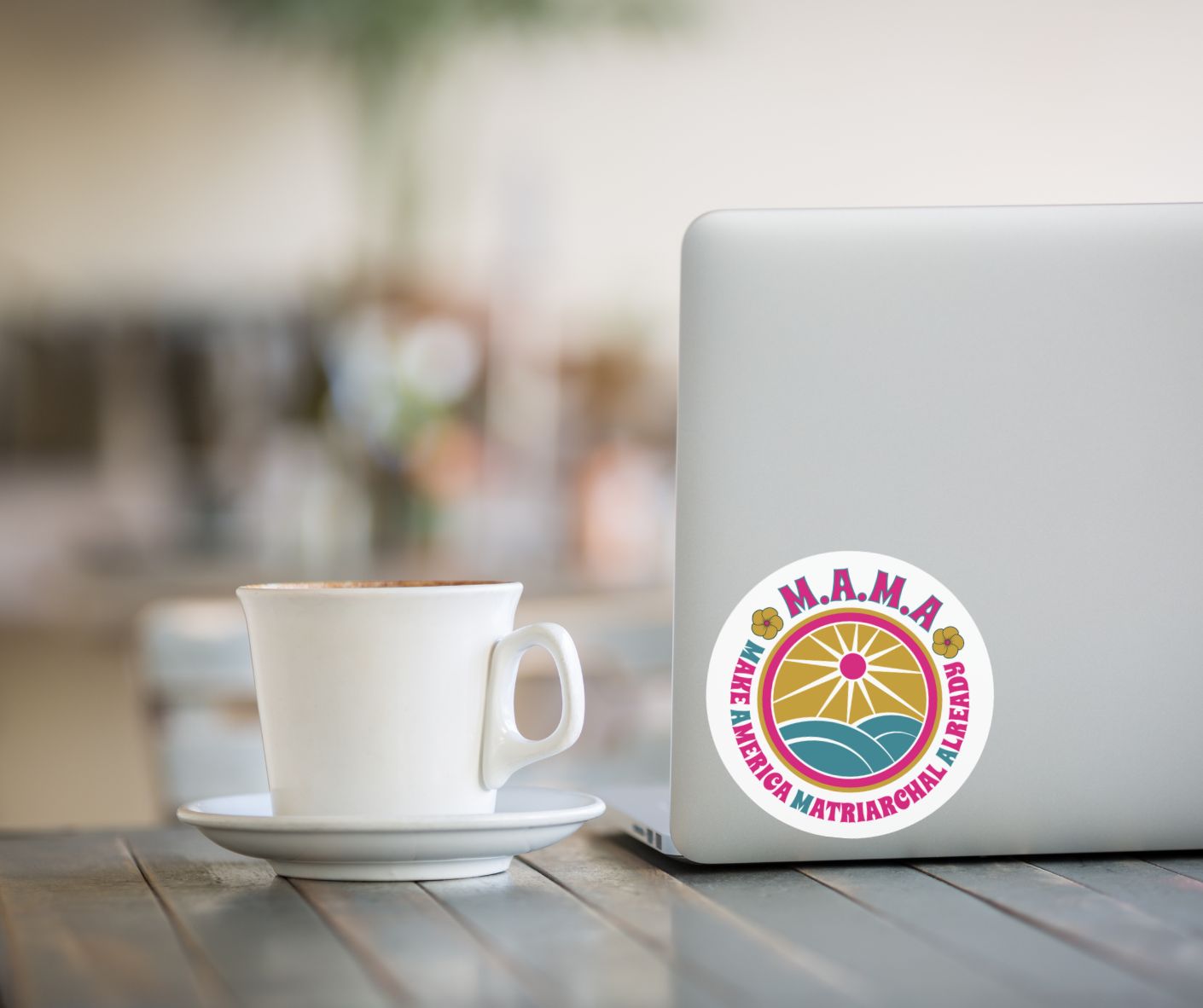 M.A.M.A. Round Sticker — "Make America Matriarchal Already" Retro Sunset Sticker (Indoor/Outdoor)