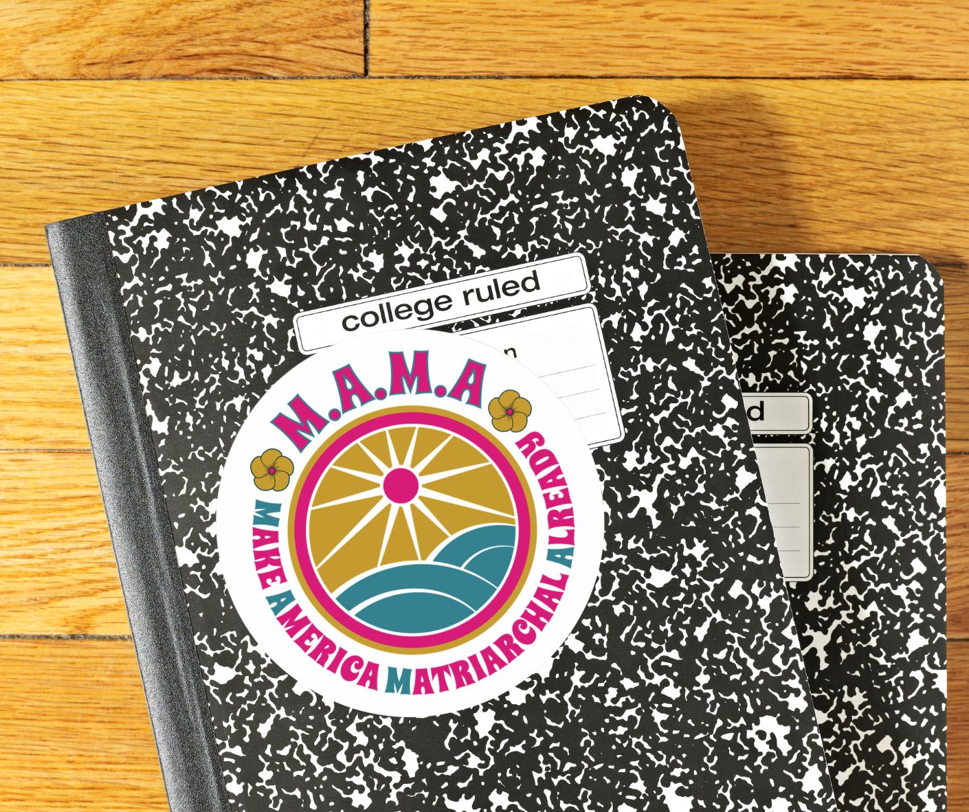 M.A.M.A. Round Sticker — "Make America Matriarchal Already" Retro Sunset Sticker (Indoor/Outdoor)