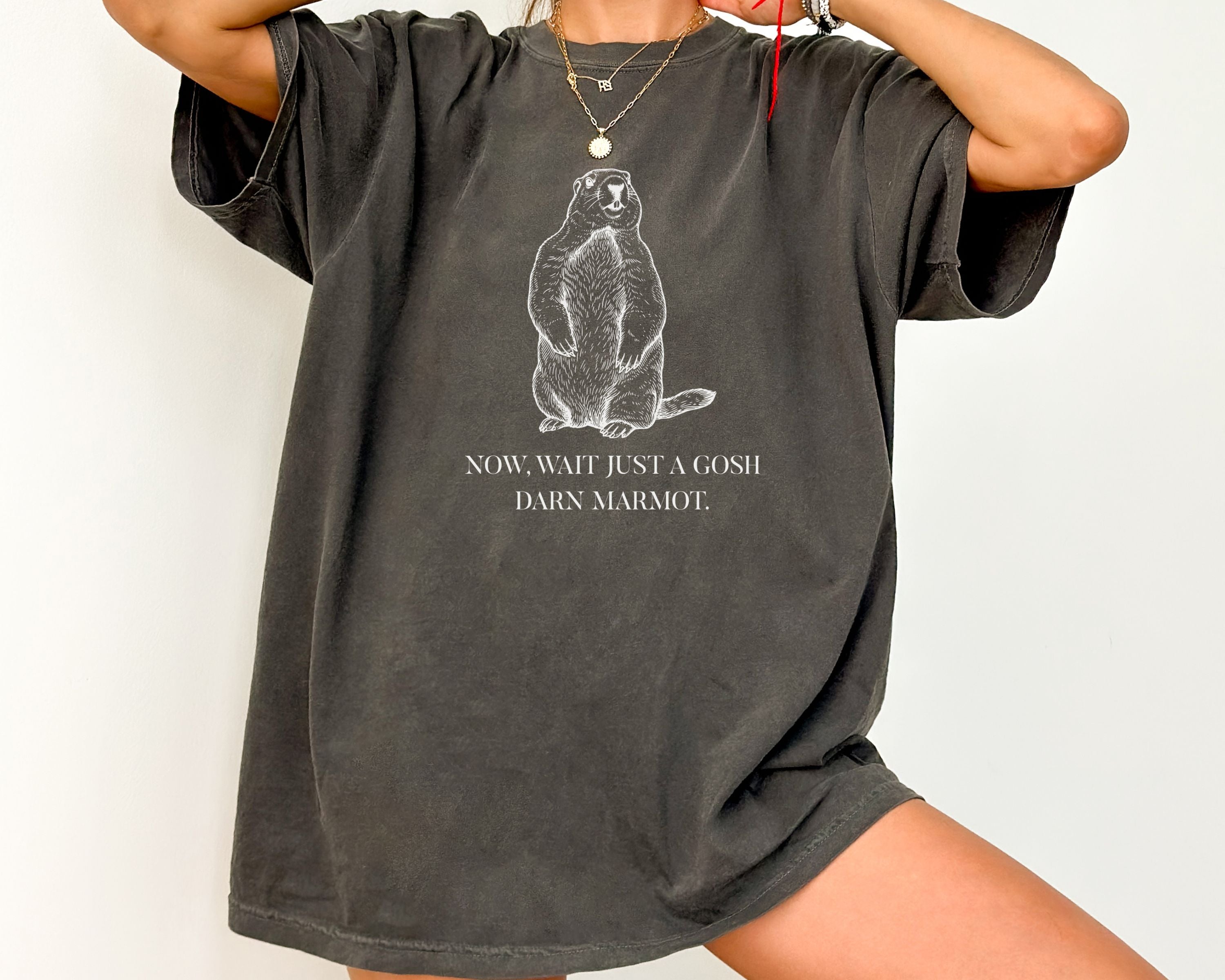 "Wait Just a Gosh Darn Marmot" Tshirt | Animal Lover Humor Tee