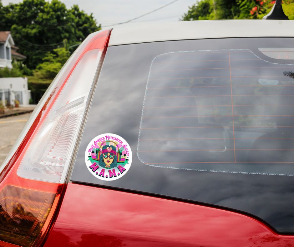 M.A.M.A. Round Sticker "Make America Matriarchal Already" Retro Sticker (Indoor/Outdoor)