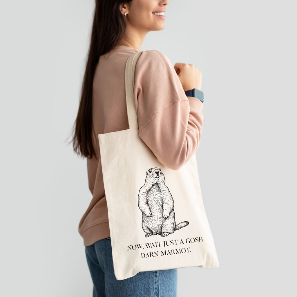 Marmot Tote Bag | "Wait Just A Gosh Darn Marmot," Animal Humor Tote