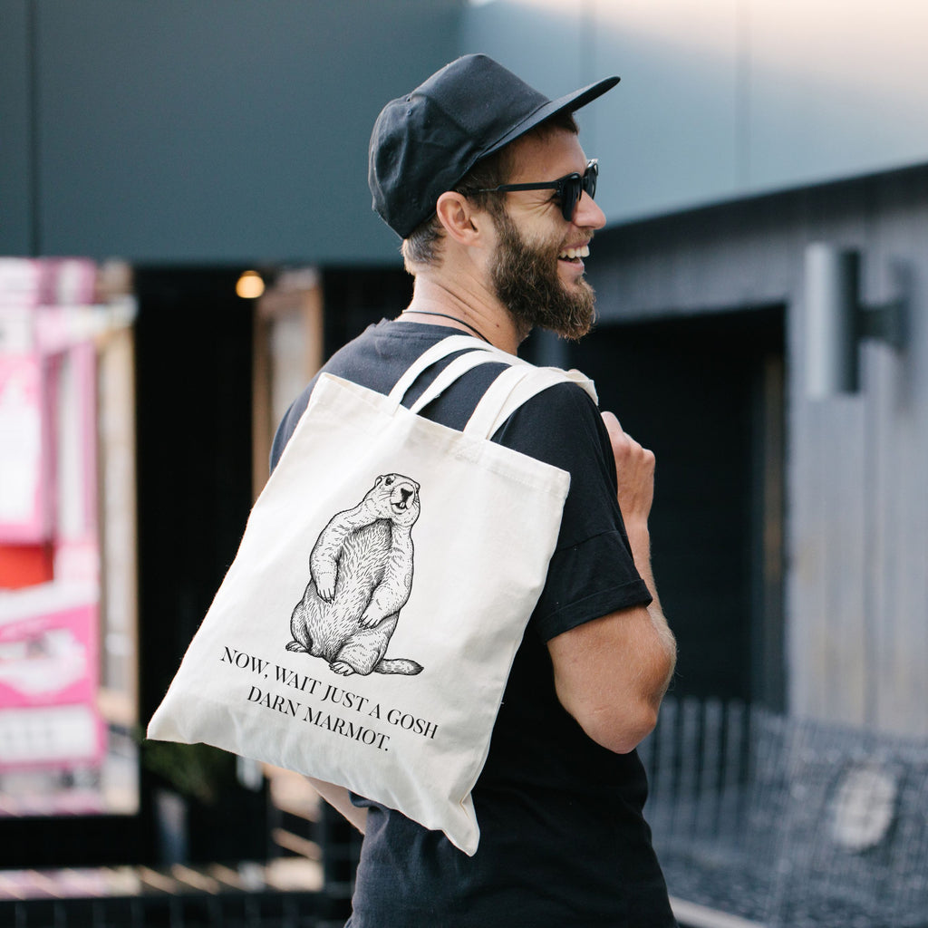 Marmot Tote Bag | "Wait Just A Gosh Darn Marmot," Animal Humor Tote