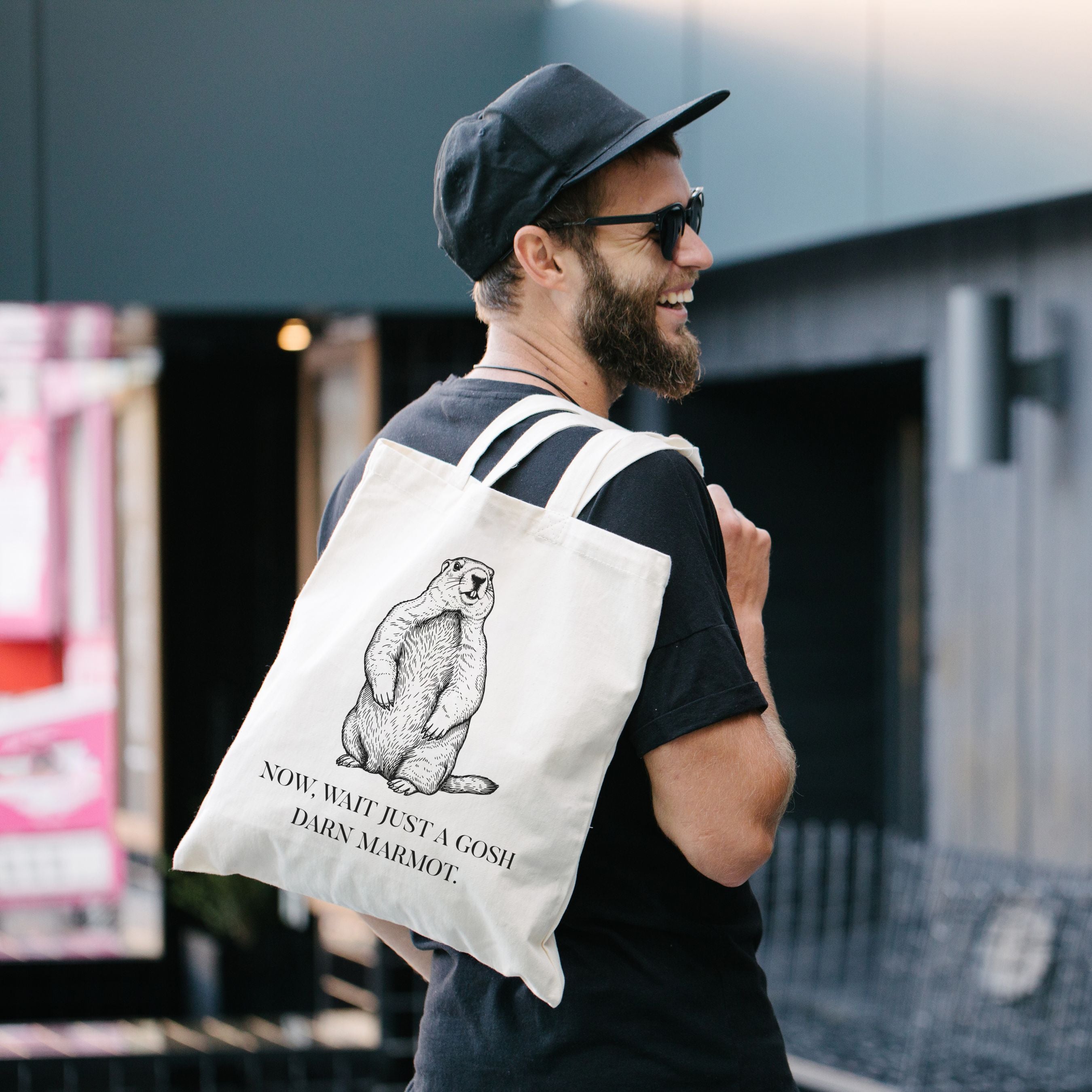 Marmot Tote Bag | "Wait Just A Gosh Darn Marmot," Animal Humor Tote