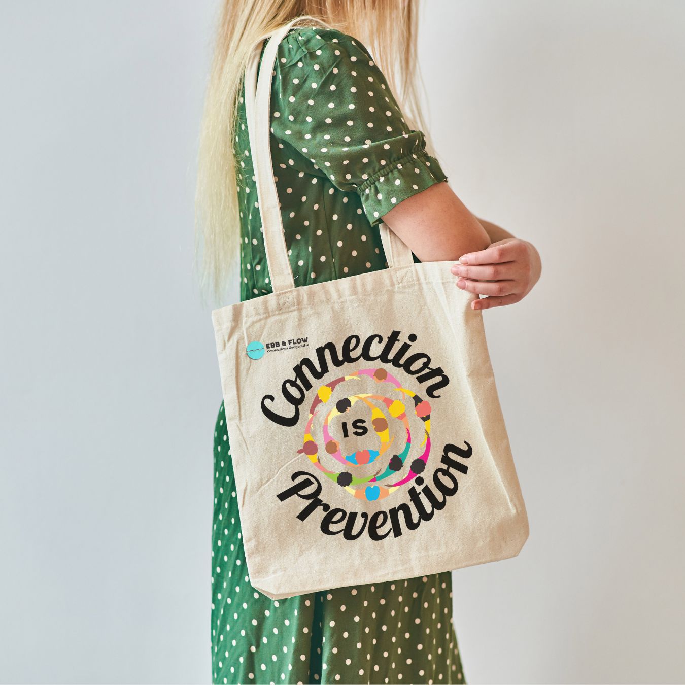 Connection Is Prevention Canvas Tote Bag — Social Health Awareness Reusable Shopping Tote