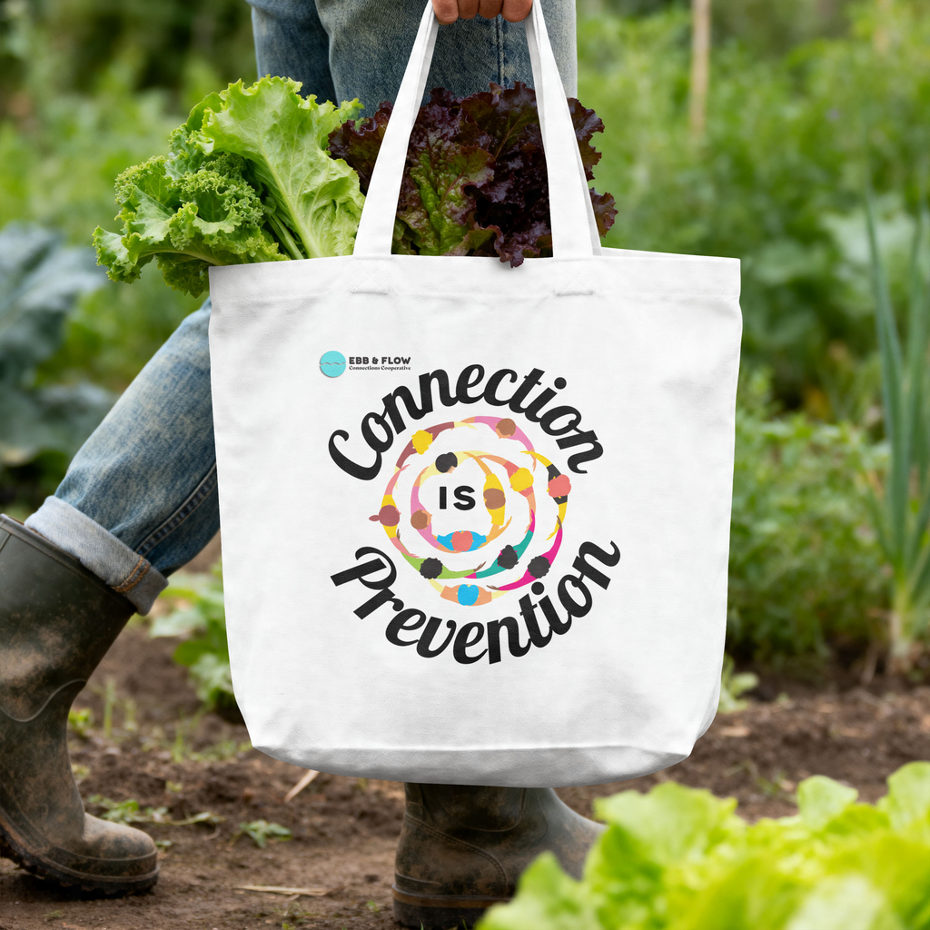 Connection Is Prevention Canvas Tote Bag — Social Health Awareness Reusable Shopping Tote