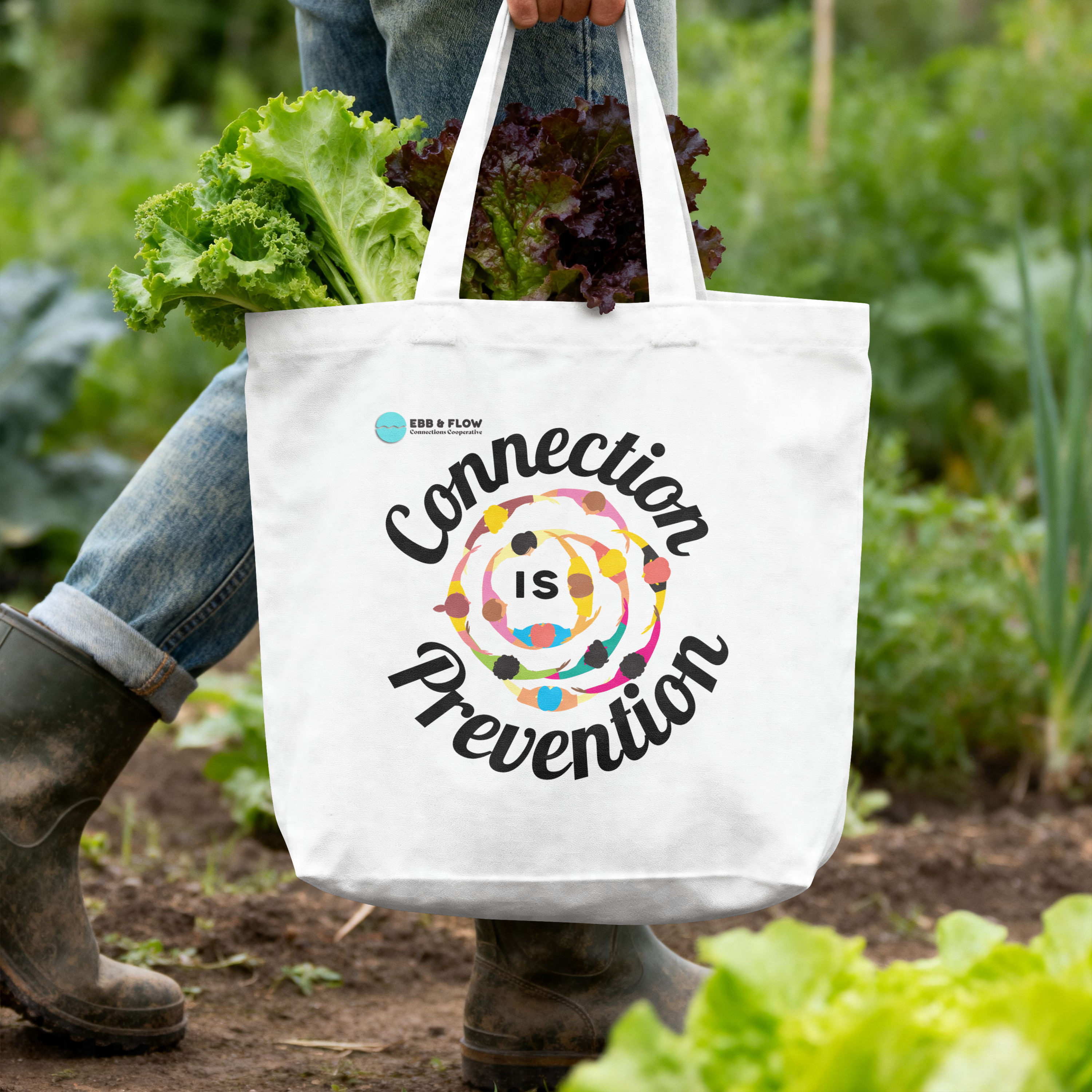 Connection Is Prevention Canvas Tote Bag — Social Health Awareness Reusable Shopping Tote