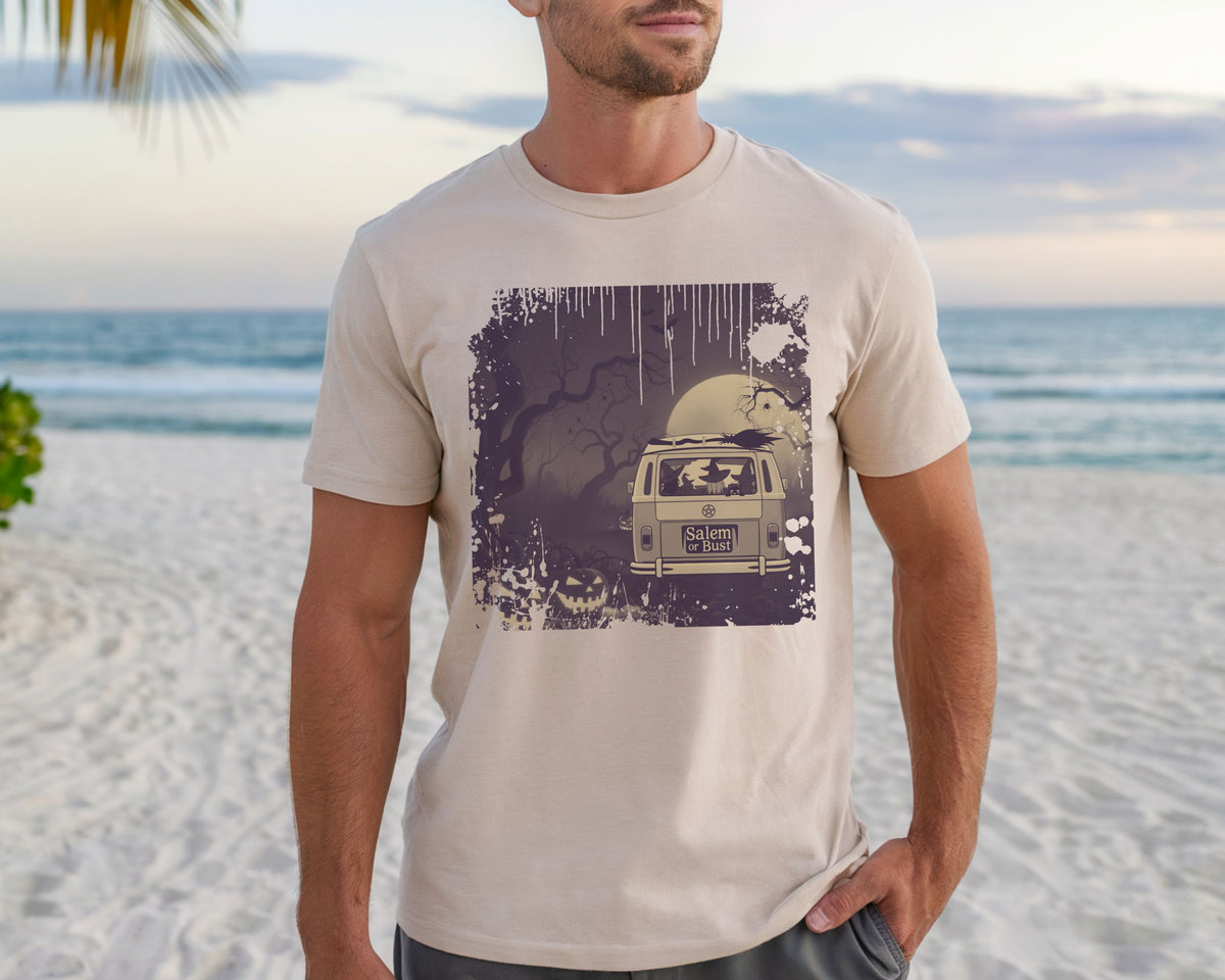 Spooky Retro Camper Van Graphic Tee — Halloween Witch Tshirt