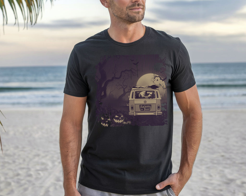 Spooky Retro Camper Van Graphic Tee — Halloween Witch Tshirt