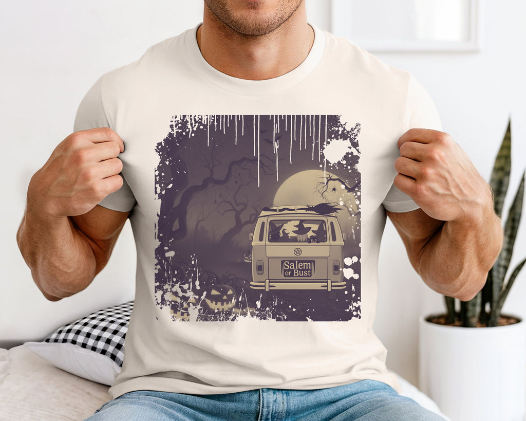 Spooky Retro Camper Van Graphic Tee — Halloween Witch Tshirt