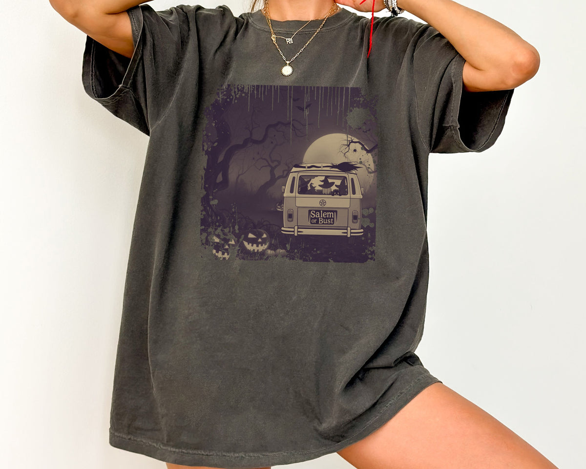 Spooky Retro Camper Van Graphic Tee — Halloween Witch Tshirt