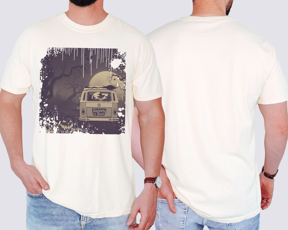 Spooky Retro Camper Van Graphic Tee — Halloween Witch Tshirt