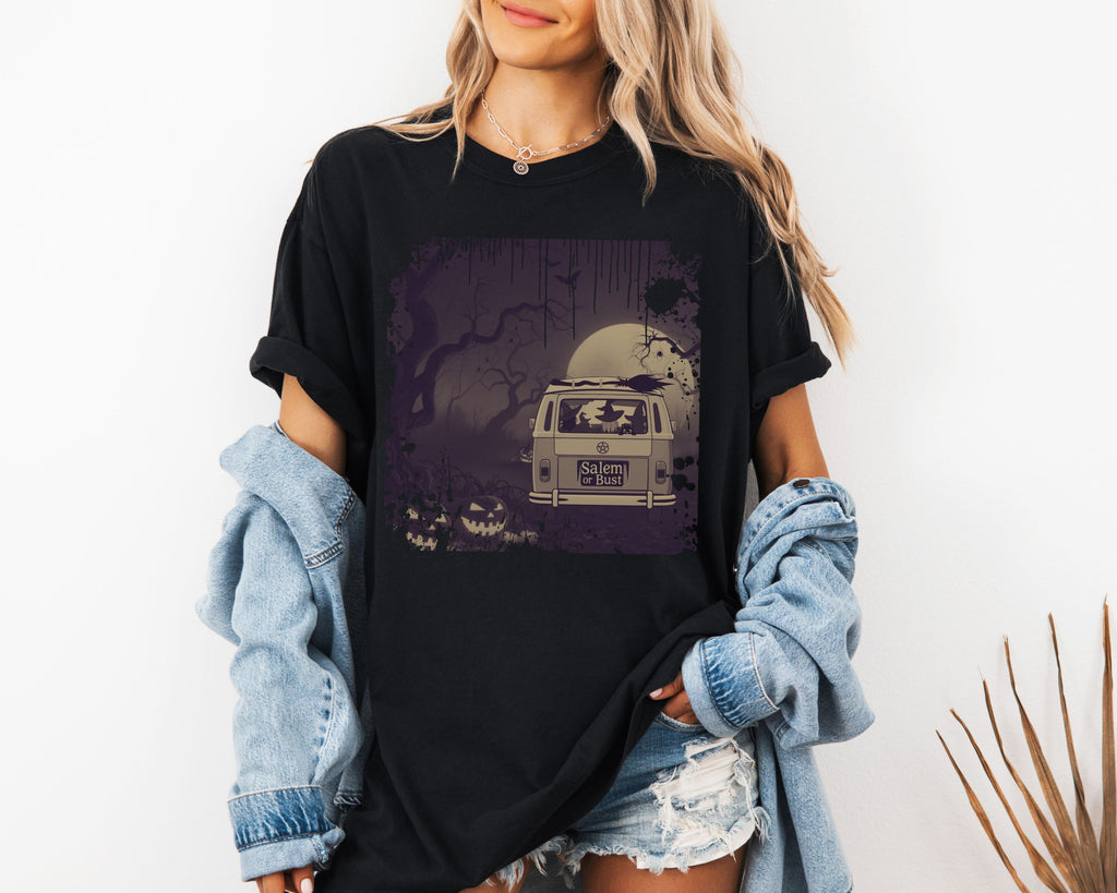 Spooky Retro Camper Van Graphic Tee — Halloween Witch Tshirt