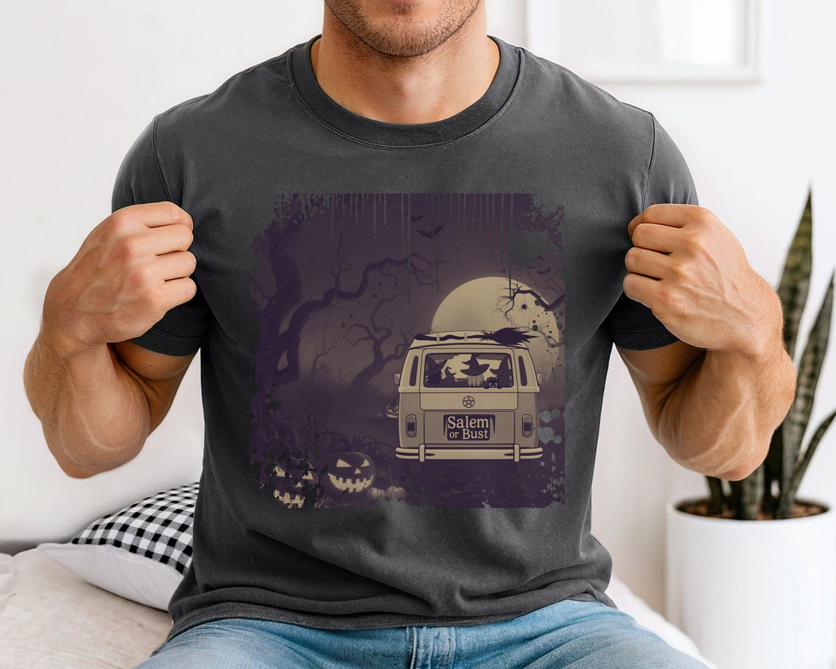 Spooky Retro Camper Van Graphic Tee — Halloween Witch Tshirt