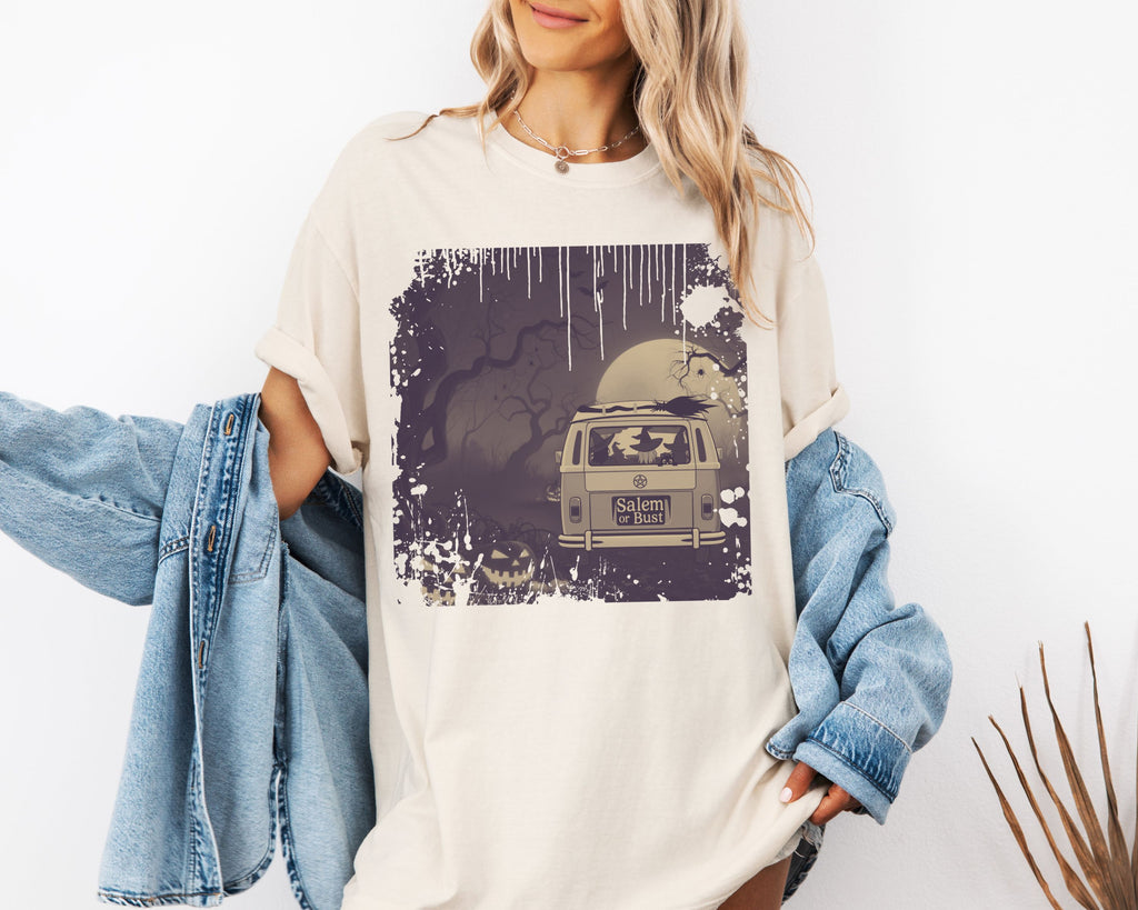 Spooky Retro Camper Van Graphic Tee — Halloween Witch Tshirt