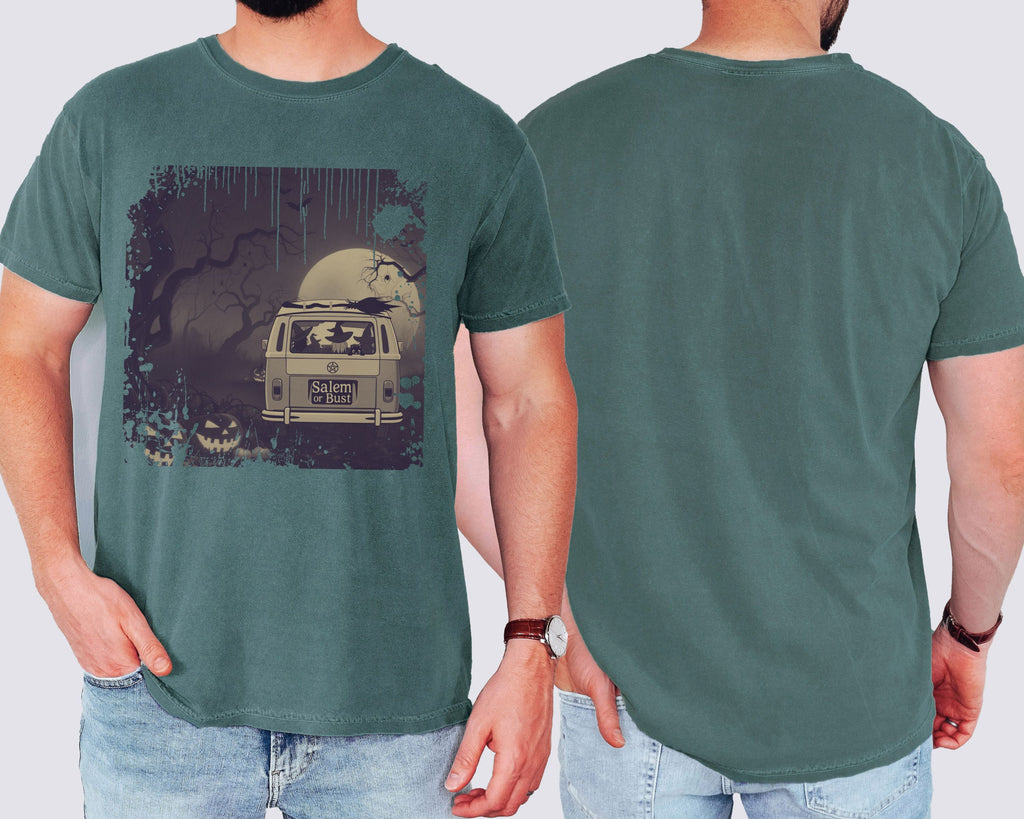 Spooky Retro Camper Van Graphic Tee — Halloween Witch Tshirt