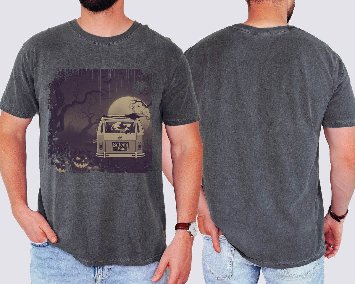 Spooky Retro Camper Van Graphic Tee — Halloween Witch Tshirt