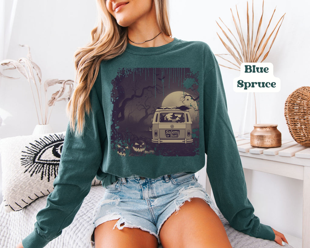Vintage Salem or Bust Halloween Long Sleeve Tshirt | Spooky original design Long Sleeve