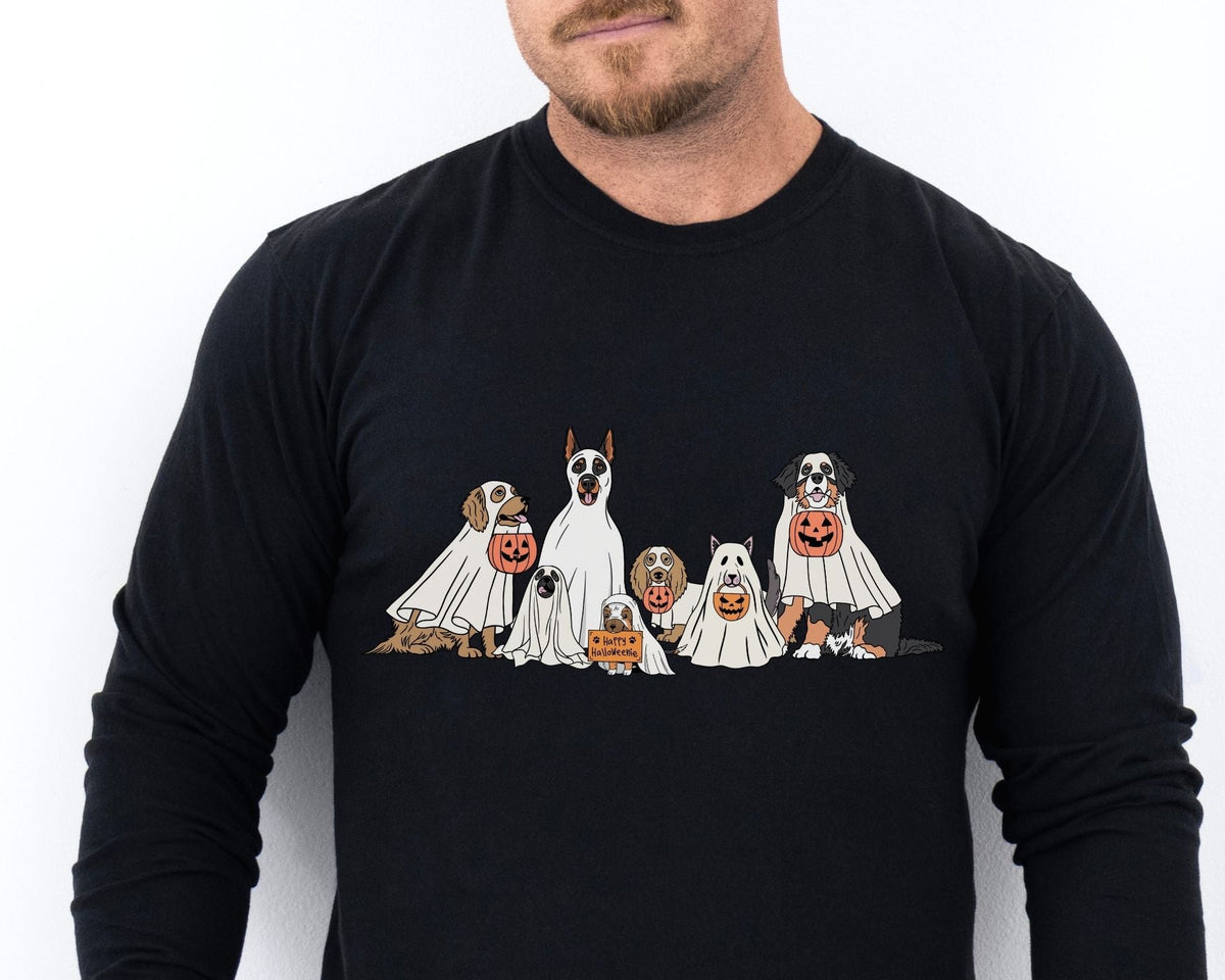Halloween Ghost Dogs Long Sleeve Tshirt | Fun Holiday original design Long Sleeve