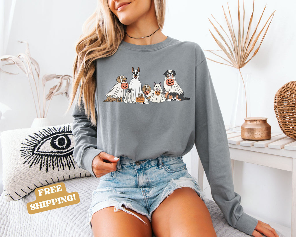 Halloween Ghost Dogs Long Sleeve Tshirt | Fun Holiday original design Long Sleeve