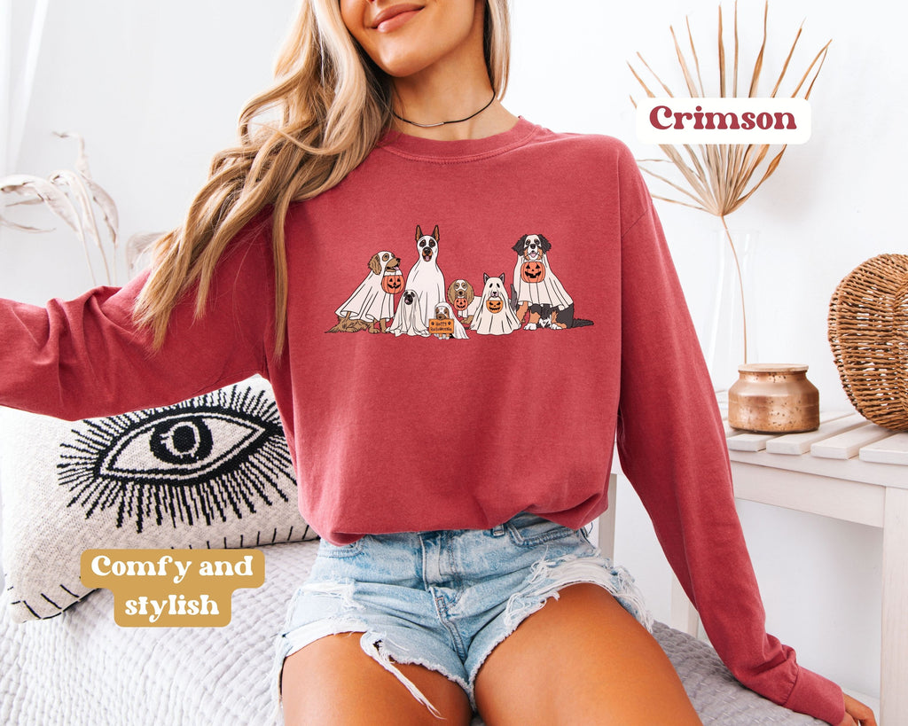Halloween Ghost Dogs Long Sleeve Tshirt | Fun Holiday original design Long Sleeve