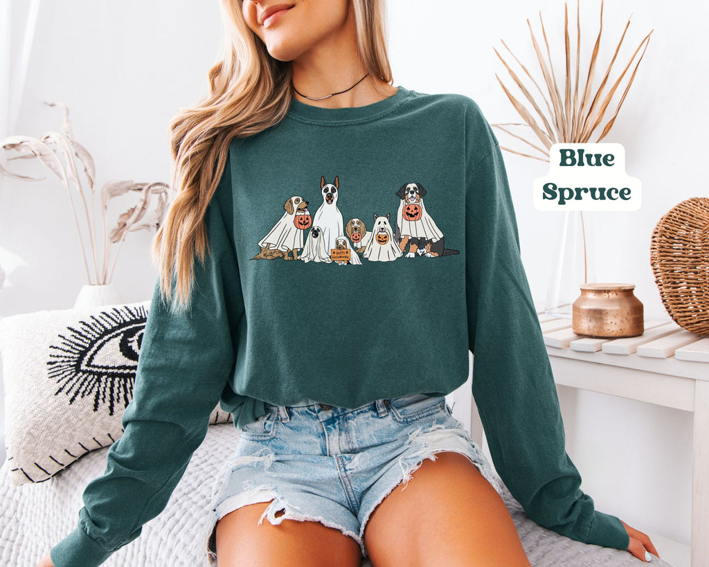 Halloween Ghost Dogs Long Sleeve Tshirt | Fun Holiday original design Long Sleeve
