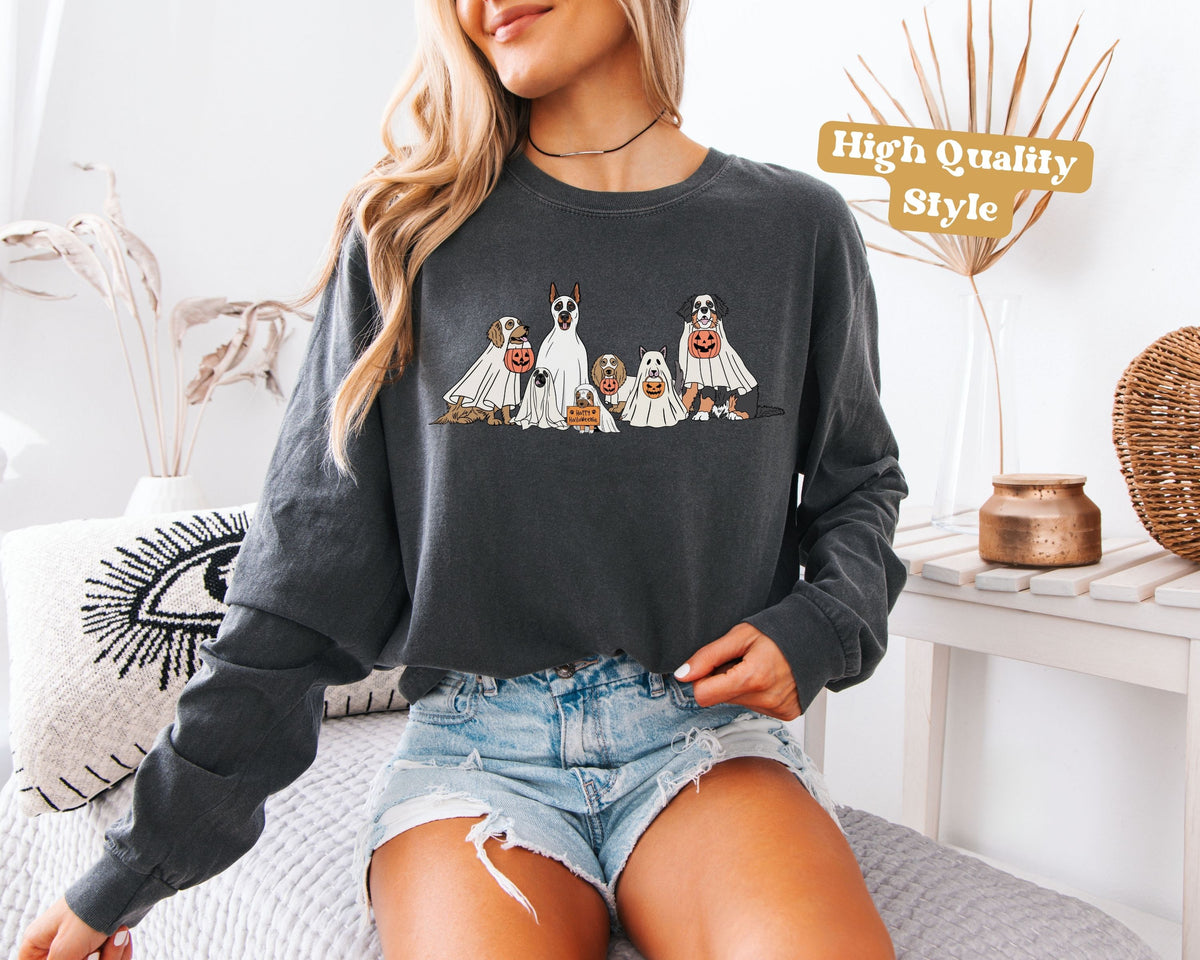 Halloween Ghost Dogs Long Sleeve Tshirt | Fun Holiday original design Long Sleeve