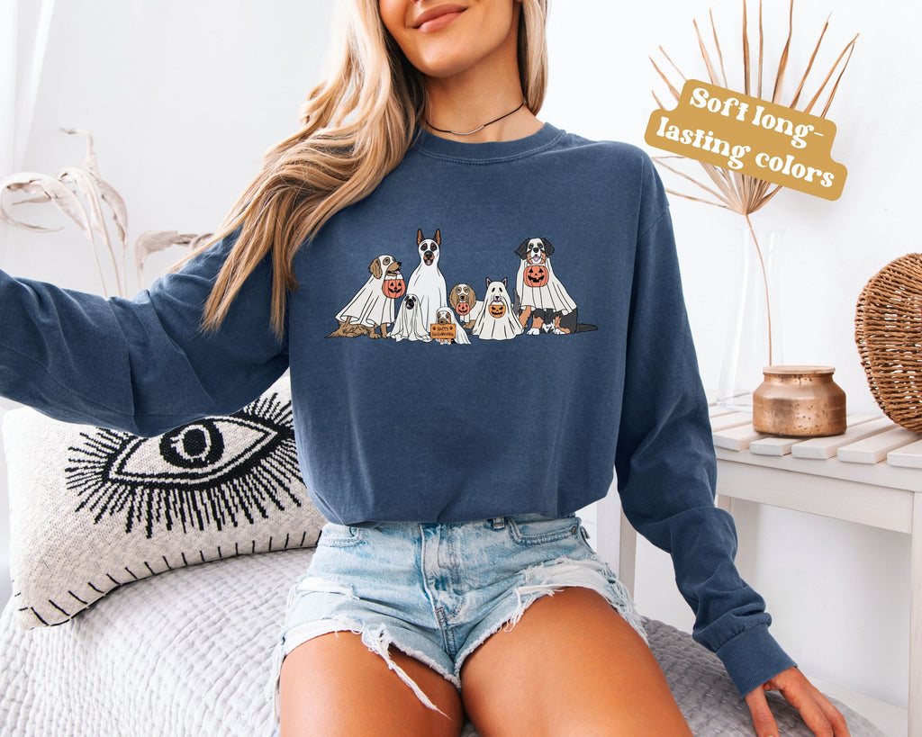Halloween Ghost Dogs Long Sleeve Tshirt | Fun Holiday original design Long Sleeve