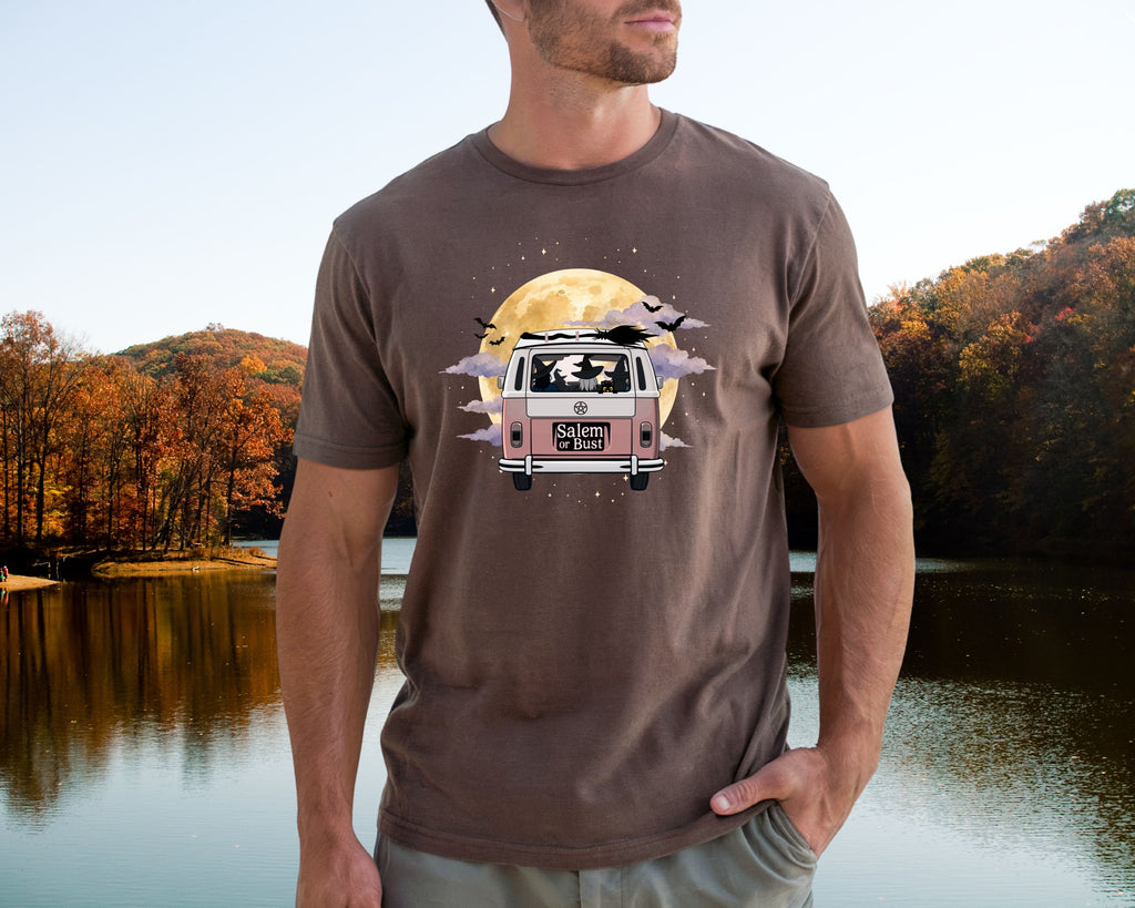 Witchy Halloween Vibes Tshirt | Hippie Bus Driving to the Full Moon Top