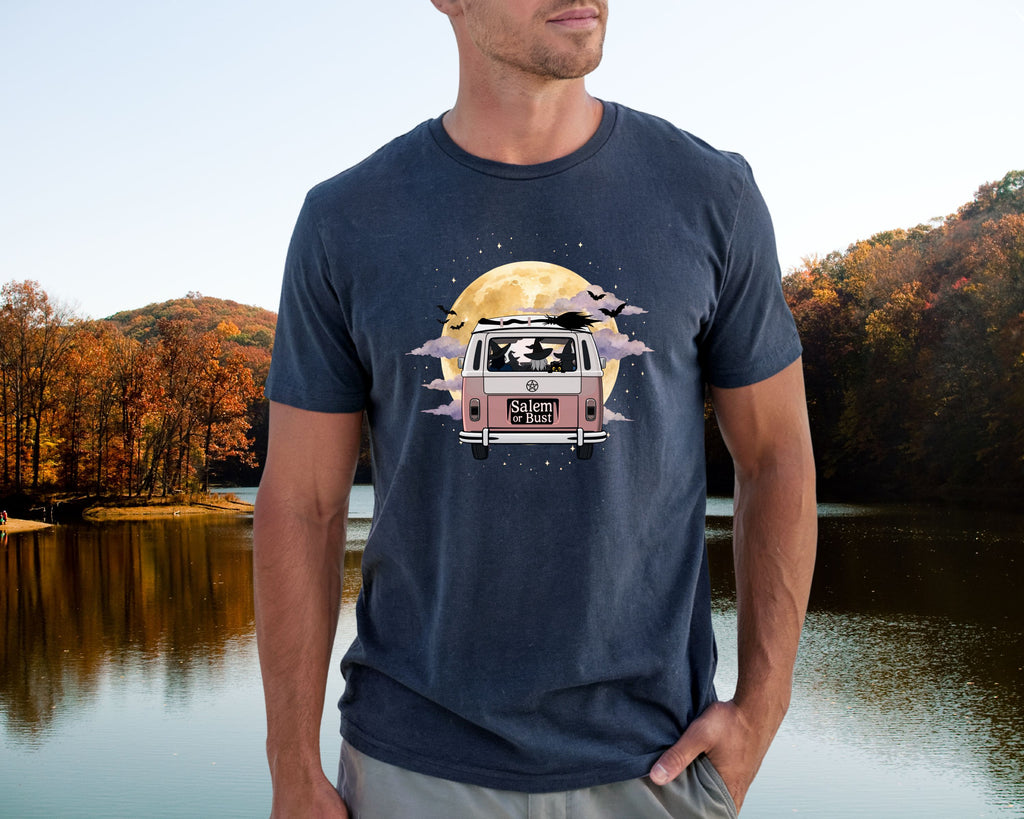 Witchy Halloween Vibes Tshirt | Hippie Bus Driving to the Full Moon Top