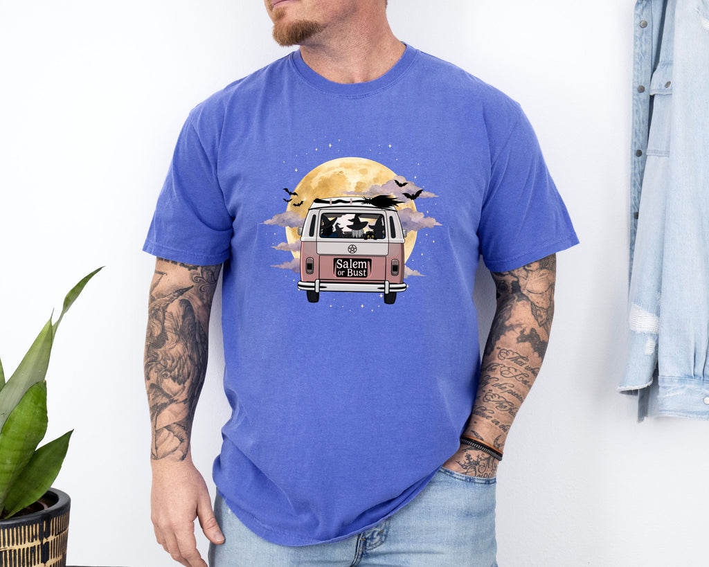 Witchy Halloween Vibes Tshirt | Hippie Bus Driving to the Full Moon Top