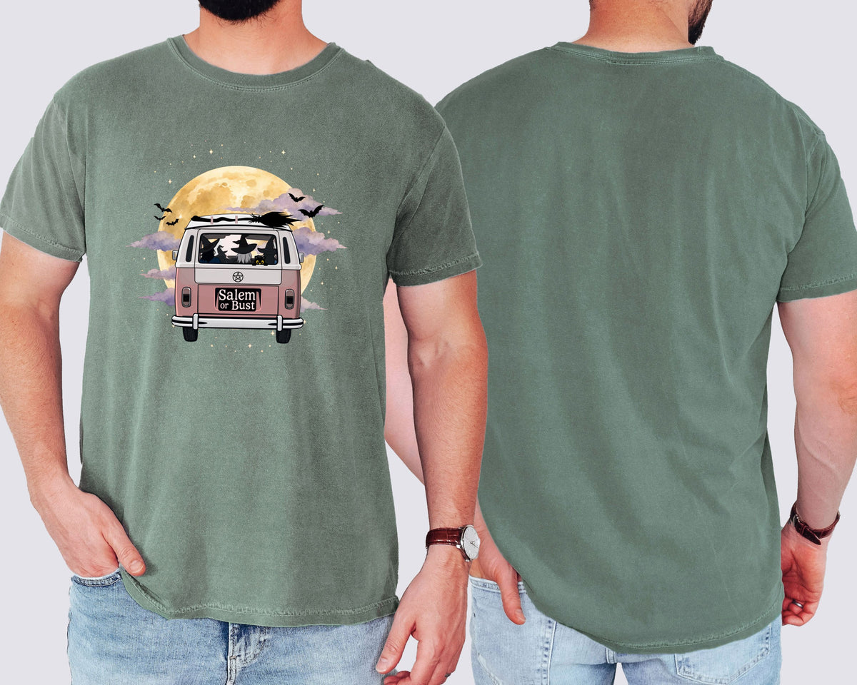 Witchy Halloween Vibes Tshirt | Hippie Bus Driving to the Full Moon Top