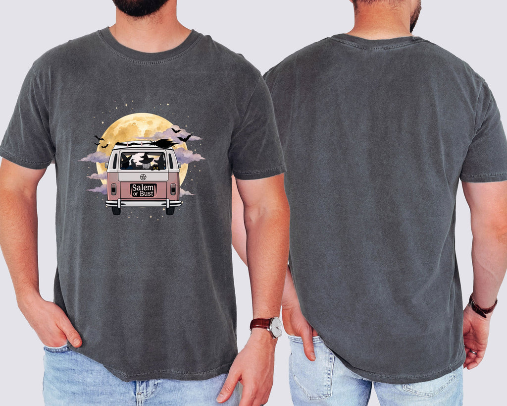 Witchy Halloween Vibes Tshirt | Hippie Bus Driving to the Full Moon Top