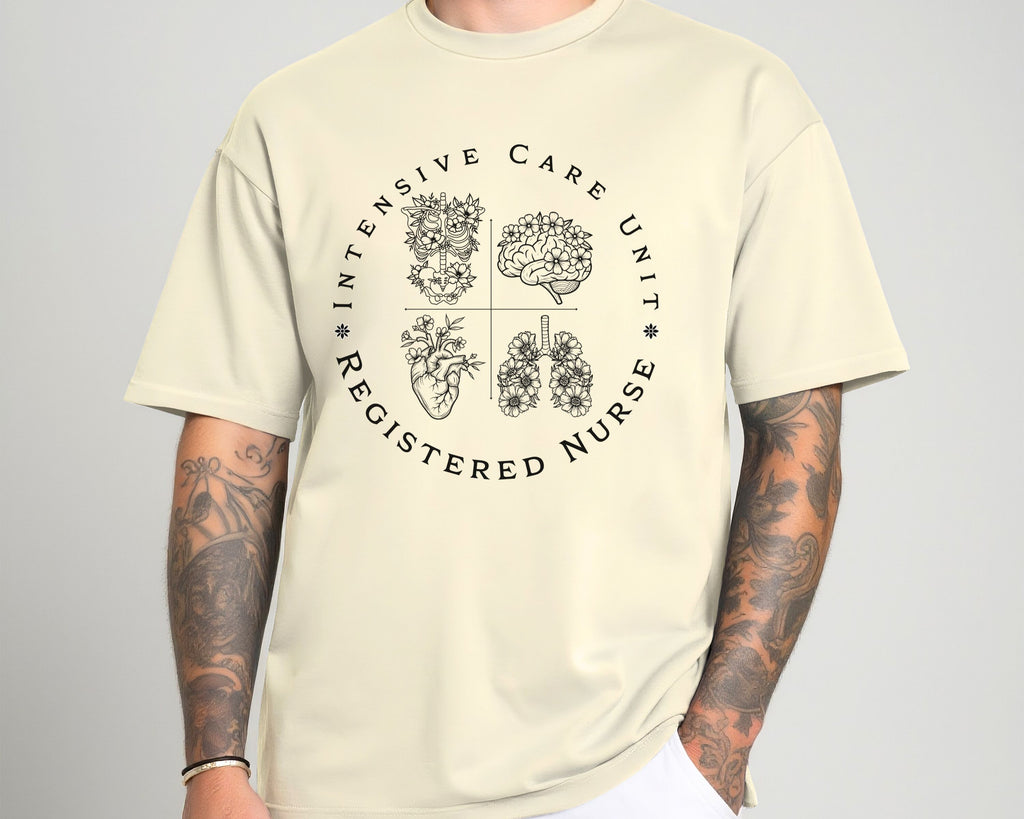 Intensive Care Unit Registered Nurse Tee | Floral Anatomy Illustration