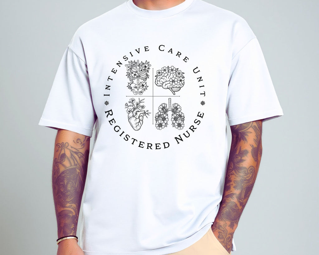 Intensive Care Unit Registered Nurse Tee | Floral Anatomy Illustration