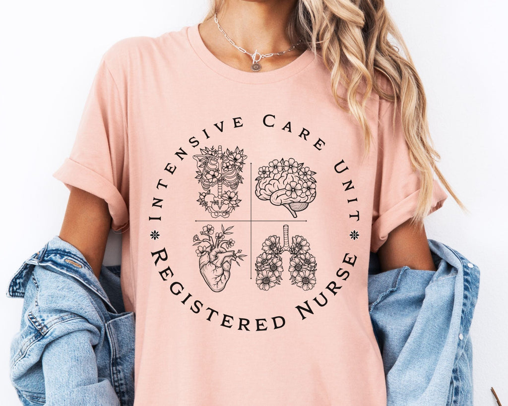 Intensive Care Unit Registered Nurse Tee | Floral Anatomy Illustration