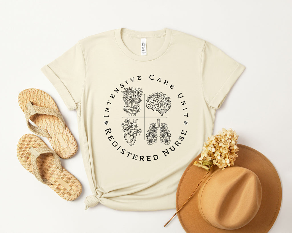 Intensive Care Unit Registered Nurse Tee | Floral Anatomy Illustration