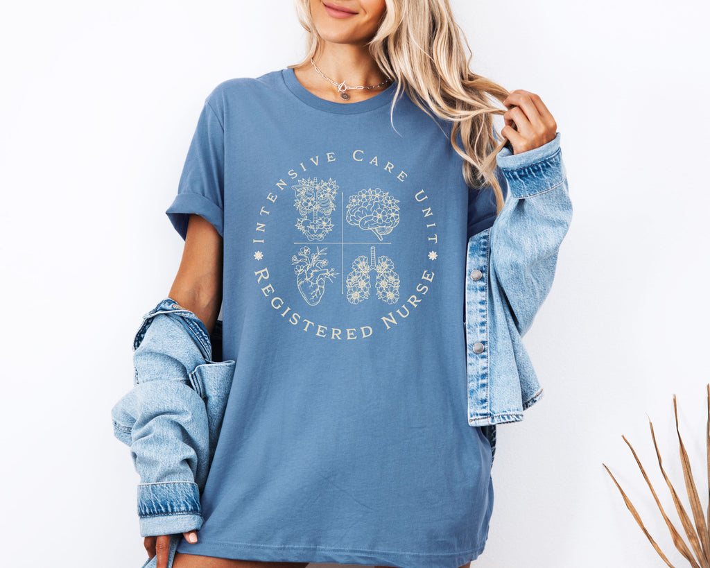 Intensive Care Unit Registered Nurse Tee | Floral Anatomy Illustration