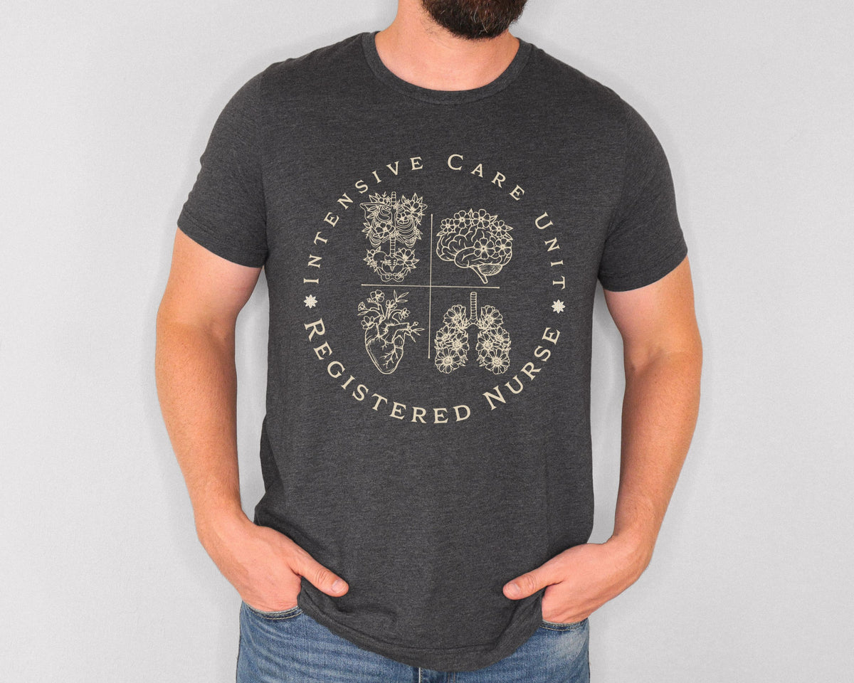 Intensive Care Unit Registered Nurse Tee | Floral Anatomy Illustration