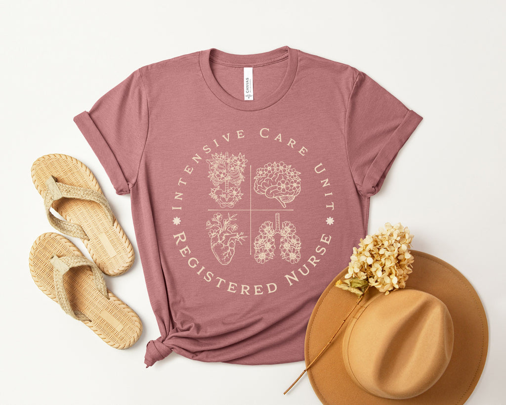 Intensive Care Unit Registered Nurse Tee | Floral Anatomy Illustration